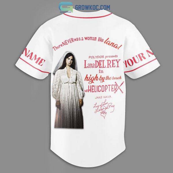 Lana Del Rey In High By The Beach With Mr Helicopter White Design Personalized Baseball Jersey