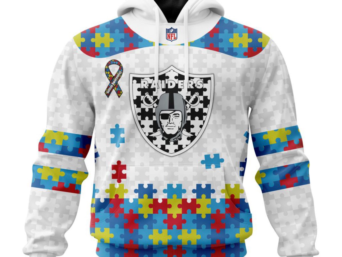 Las Vegas Raiders NFL Special Fearless Against Autism Hands Design Hoodie T  Shirt - Growkoc