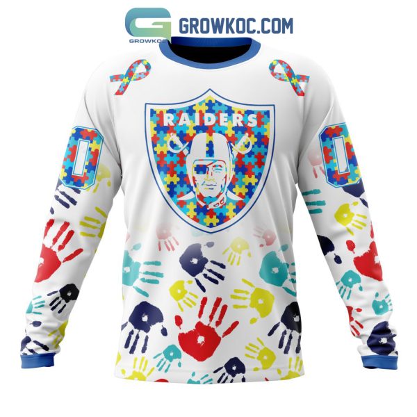 Las Vegas Raiders NFL Special Fearless Against Autism Hands Design Hoodie T Shirt