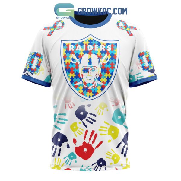 Las Vegas Raiders NFL Special Fearless Against Autism Hands Design Hoodie T Shirt