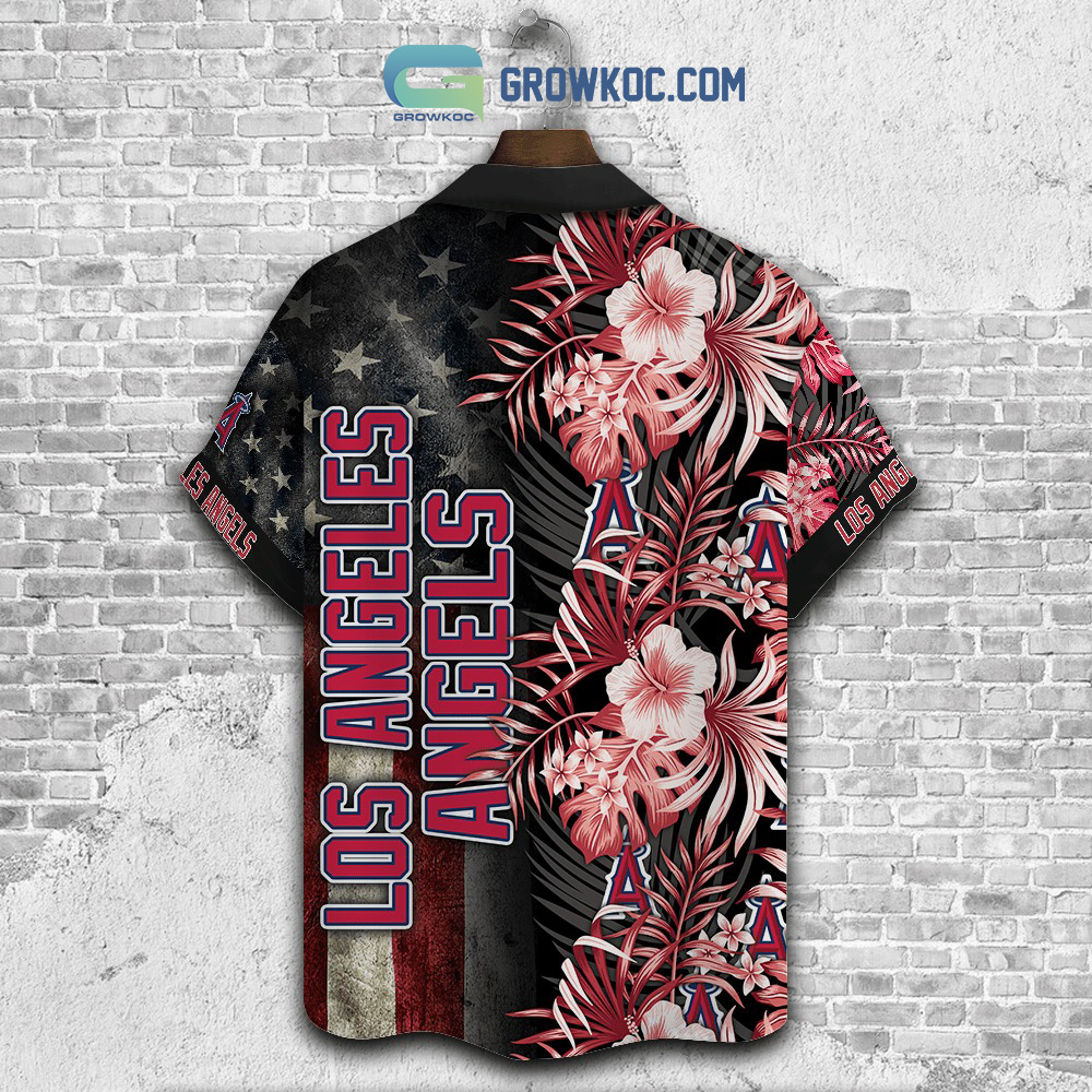 Los Angeles Angels MLB American Flower Hawaiian Shirt - Growkoc