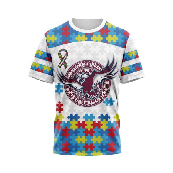 Manly Warringah Sea Eagles NRL Autism Awareness Concept Kits Hoodie T Shirt