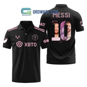 Messi 10 Goat Inter Miami Black Design Polo Shirt