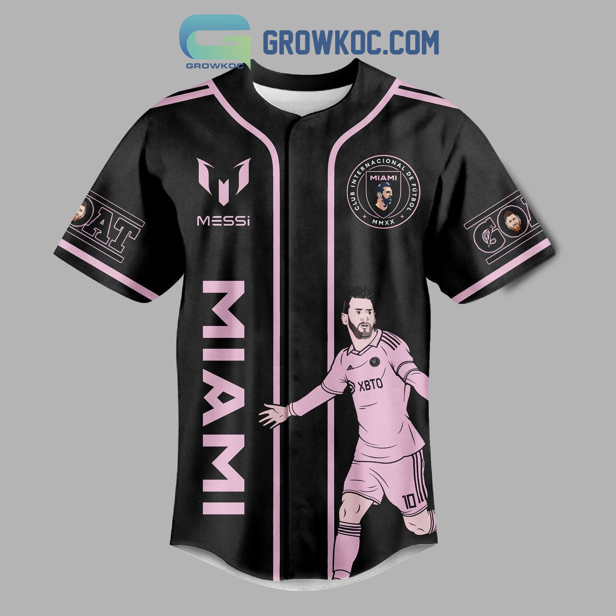 Messi 10 Miami FC Black Design Personalized Baseball Jersey - Growkoc