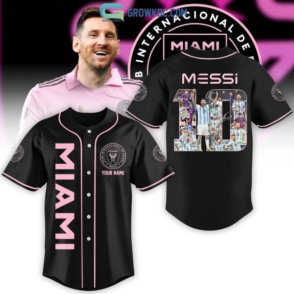 Messi 10 Miami FC Black Design Personalized Baseball Jersey