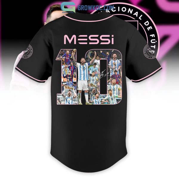 Messi 10 Miami FC Black Design Personalized Baseball Jersey