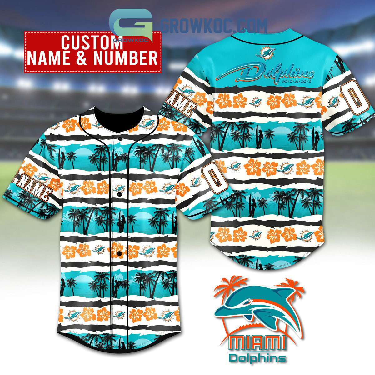 Miami Dolphins Hawaii Design Baseball Jersey