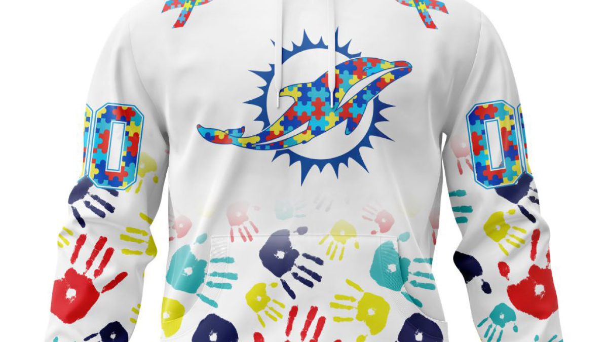 NFL Miami Dolphins Crewneck Sweatshirt Puzzle Autism Awareness Unisex  Sweatshirt