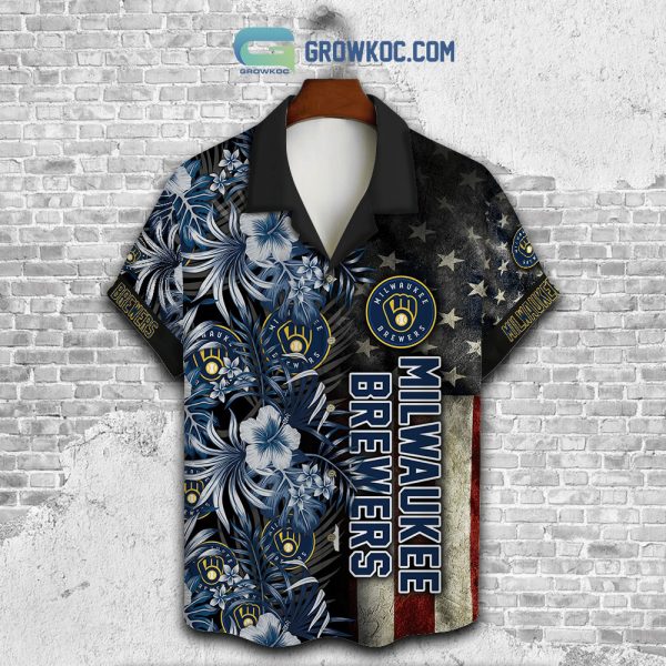 Milwaukee Brewers MLB American Flower Hawaiian Shirt
