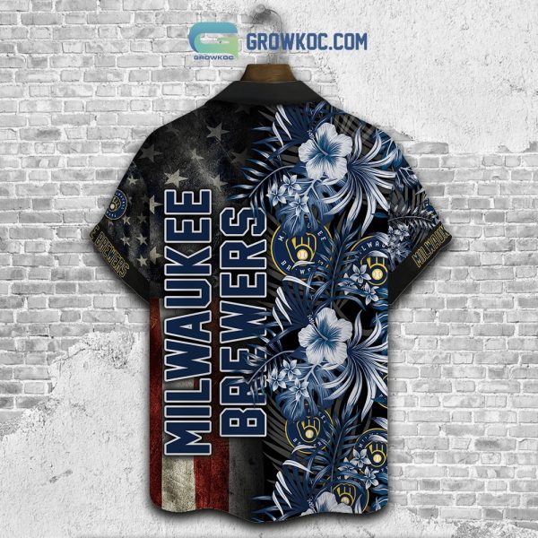 Milwaukee Brewers MLB American Flower Hawaiian Shirt