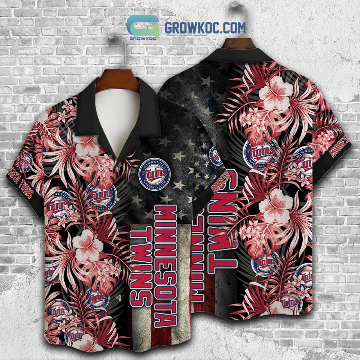 Minnesota Twins MLB American Flower Hawaiian Shirt - Growkoc