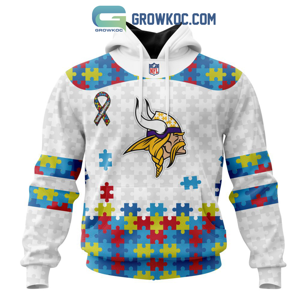 Minnesota Vikings NFL Autism Awareness Personalized Hoodie T Shirt - Growkoc