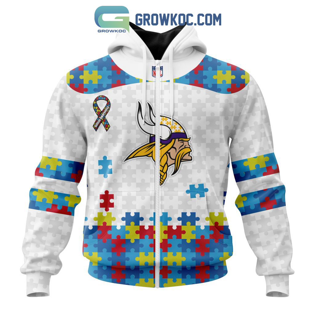 Minnesota Vikings NFL Autism Awareness Personalized Hoodie T Shirt - Growkoc