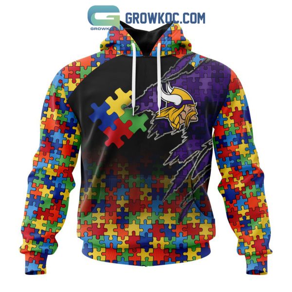 Minnesota Vikings NFL Special Autism Awareness Design Hoodie T Shirt