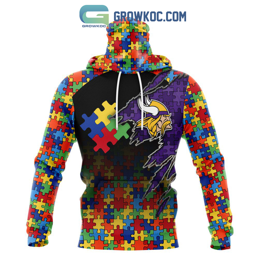 Minnesota Vikings NFL Autism Awareness Personalized Hoodie T Shirt - Growkoc