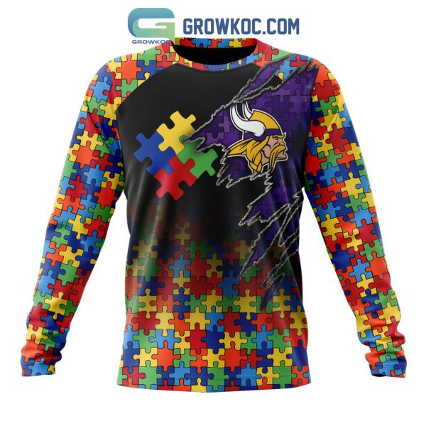 Minnesota Vikings NFL Special Autism Awareness Design Hoodie T Shirt