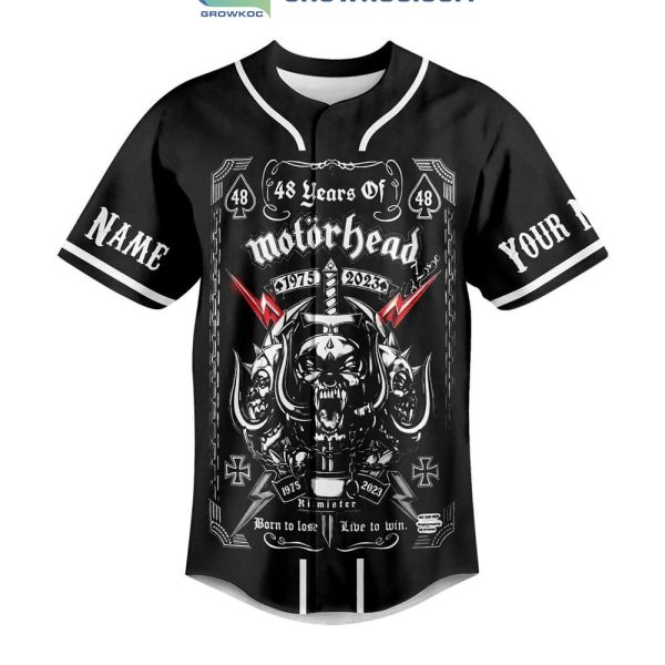 Motor Head 48 Years Of 1975 2023 Born To Lose Live To Win Personalized Baseball Jersey