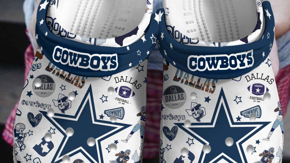 NFL Dallas Cowboys White Blue Design Crocs - Growkoc