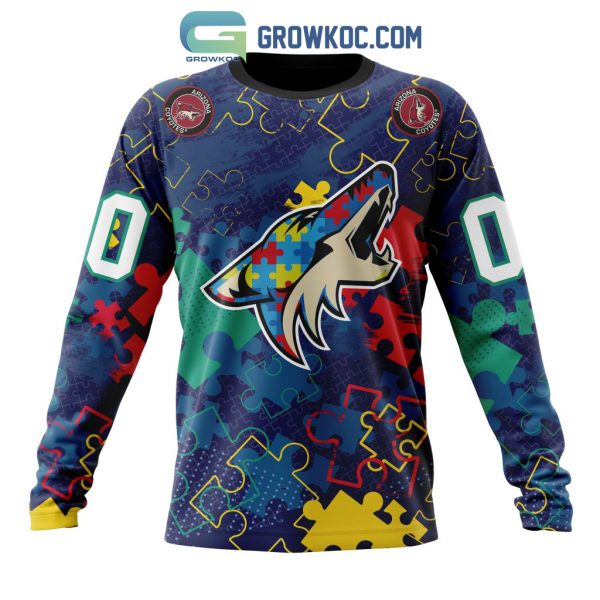 NHL Arizona Coyotes Puzzle Fearless Against Autism Awareness Hoodie T Shirt
