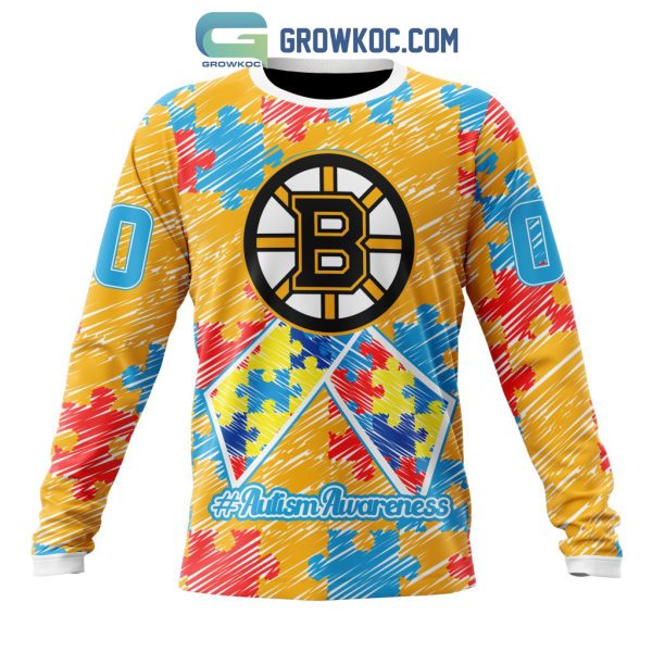 NHL Boston Bruins Puzzle Autism Awareness Personalized Hoodie T Shirt