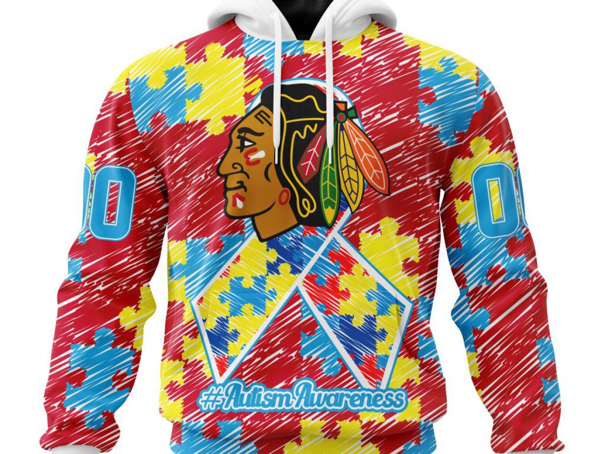 NHL Chicago Blackhawks Puzzle Autism Awareness Personalized Hoodie