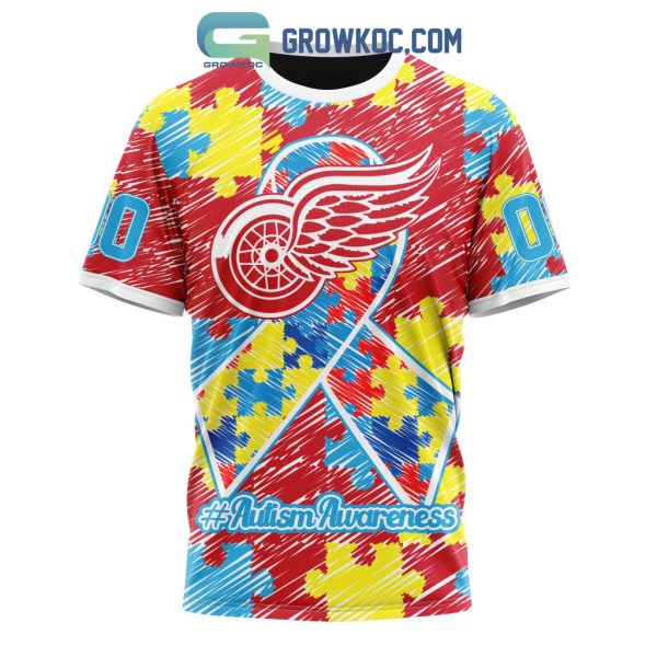 NHL Detroit Red Wings Puzzle Autism Awareness Personalized Hoodie T Shirt