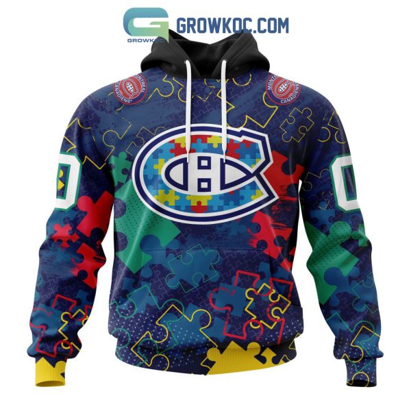 NHL Montreal Canadiens Puzzle Fearless Against Autism Awareness Hoodie T Shirt