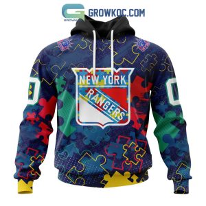 NHL New York Rangers Puzzle Fearless Against Autism Awareness Hoodie T Shirt