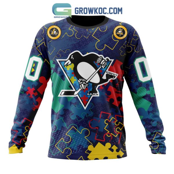 NHL Pittsburgh Penguins Puzzle Fearless Against Autism Awareness Hoodie T Shirt