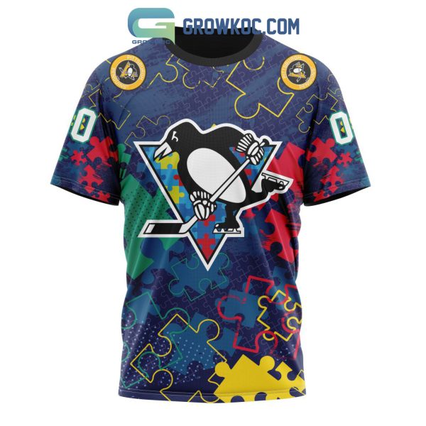 NHL Pittsburgh Penguins Puzzle Fearless Against Autism Awareness Hoodie T Shirt