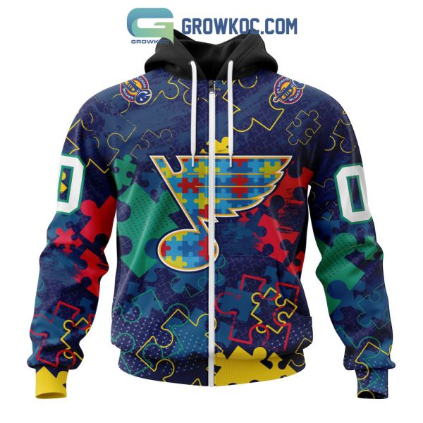 NHL St. Louis Blues Puzzle Fearless Against Autism Awareness Hoodie T Shirt