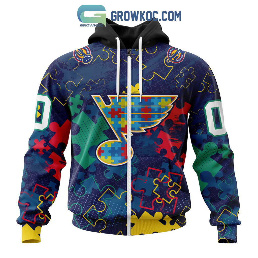 NHL St. Louis Blues Puzzle Autism Awareness Personalized Hoodie T