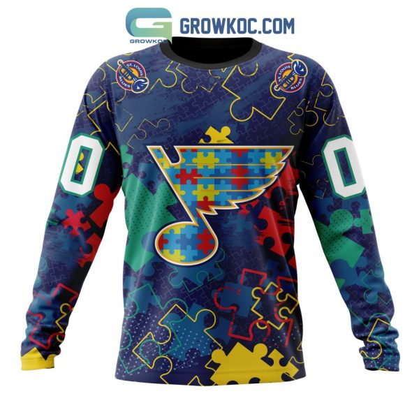 NHL St. Louis Blues Puzzle Fearless Against Autism Awareness Hoodie T Shirt
