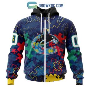 NHL Vancouver Canucks Puzzle Fearless Against Autism Awareness Hoodie T Shirt