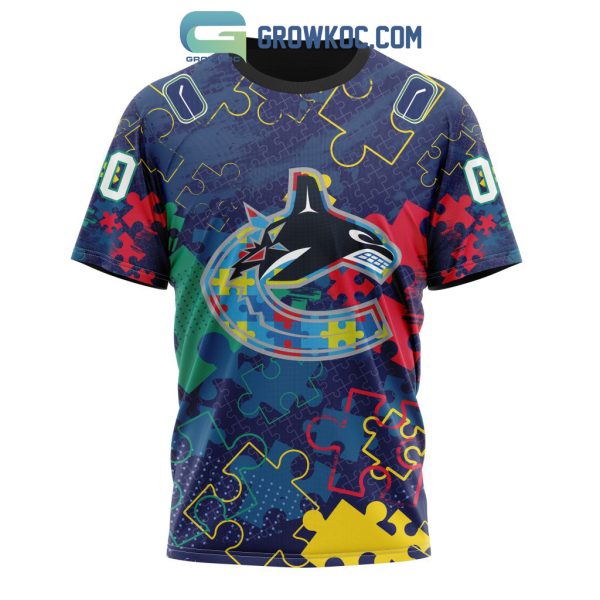 NHL Vancouver Canucks Puzzle Fearless Against Autism Awareness Hoodie T Shirt