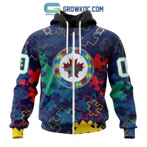 NHL Winnipeg Jets Puzzle Fearless Against Autism Awareness Hoodie T Shirt