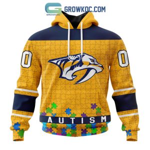Nashville Predators NHL Special Unisex Kits Hockey Fights Against Autism Hoodie T Shirt