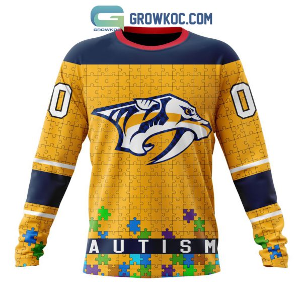 Nashville Predators NHL Special Unisex Kits Hockey Fights Against Autism Hoodie T Shirt