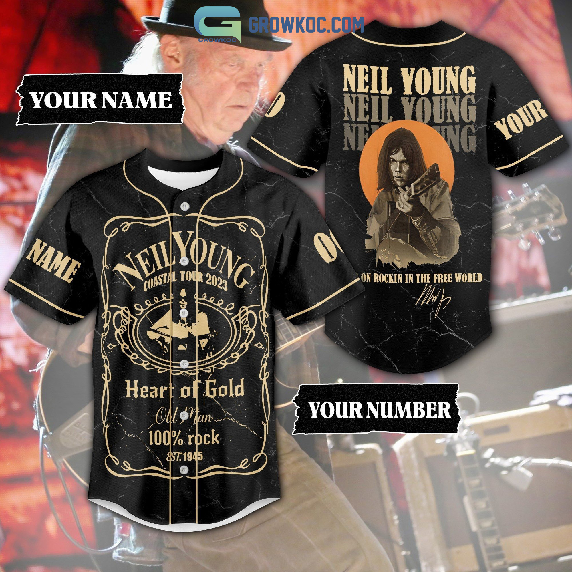 Neil Young Coastal Tour 2023 Keep On Rockin In The Free World Personalized Baseball Jersey