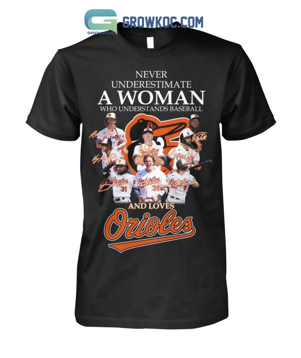 Never Underestimate A Woman Who Understands Baseball And Loves Orioles T Shirt