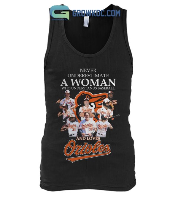 Never Underestimate A Woman Who Understands Baseball And Loves Orioles T Shirt