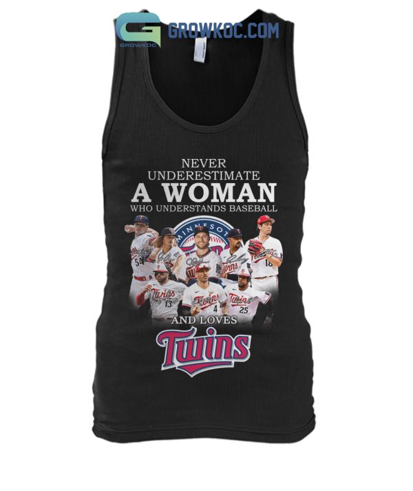 Never Underestimate A Woman Who Understands Baseball And Loves Twins T Shirt