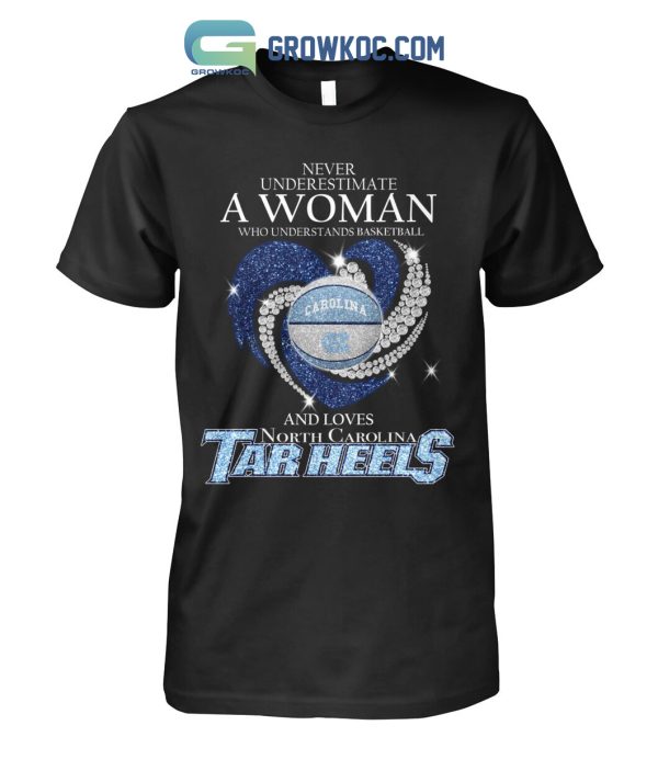 Never Underestimate A Woman Who Understands Basketball And Loves North Carolina Tar Heels T Shirt