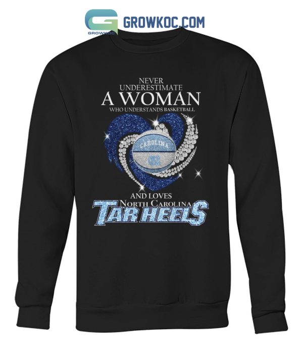 Never Underestimate A Woman Who Understands Basketball And Loves North Carolina Tar Heels T Shirt