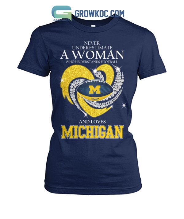 Never Underestimate A Woman Who Understands Football And Loves Michigan T Shirt