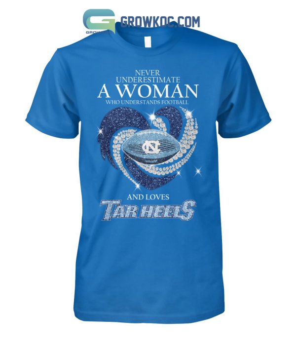 Never Underestimate A Woman Who Understands Football And Loves Tar Heels T Shirt