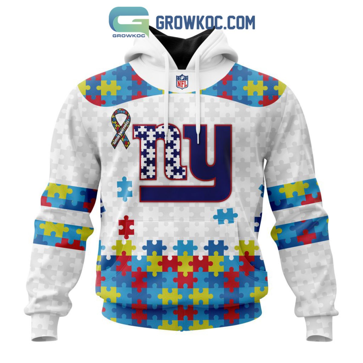 New York Giants NFL Special Autism Awareness Design Hoodie T Shirt - Growkoc