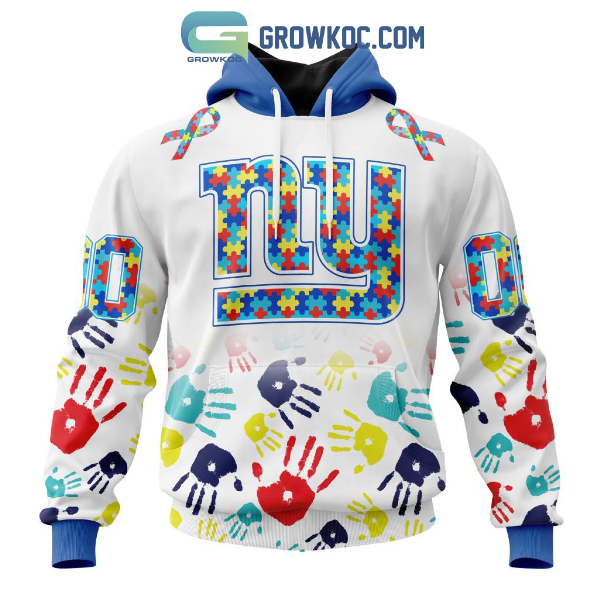 NFL New York Giants Crewneck Sweatshirt Puzzle Autism Awareness Unisex  Sweatshirt