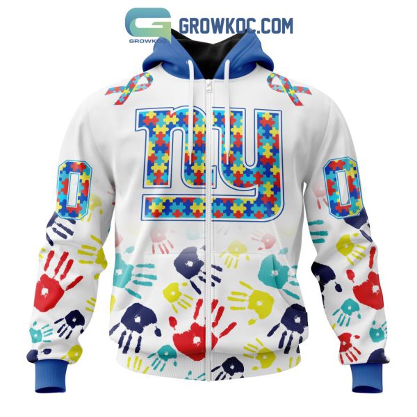 New York Giants NFL Special Fearless Against Autism Hands Design Hoodie T Shirt