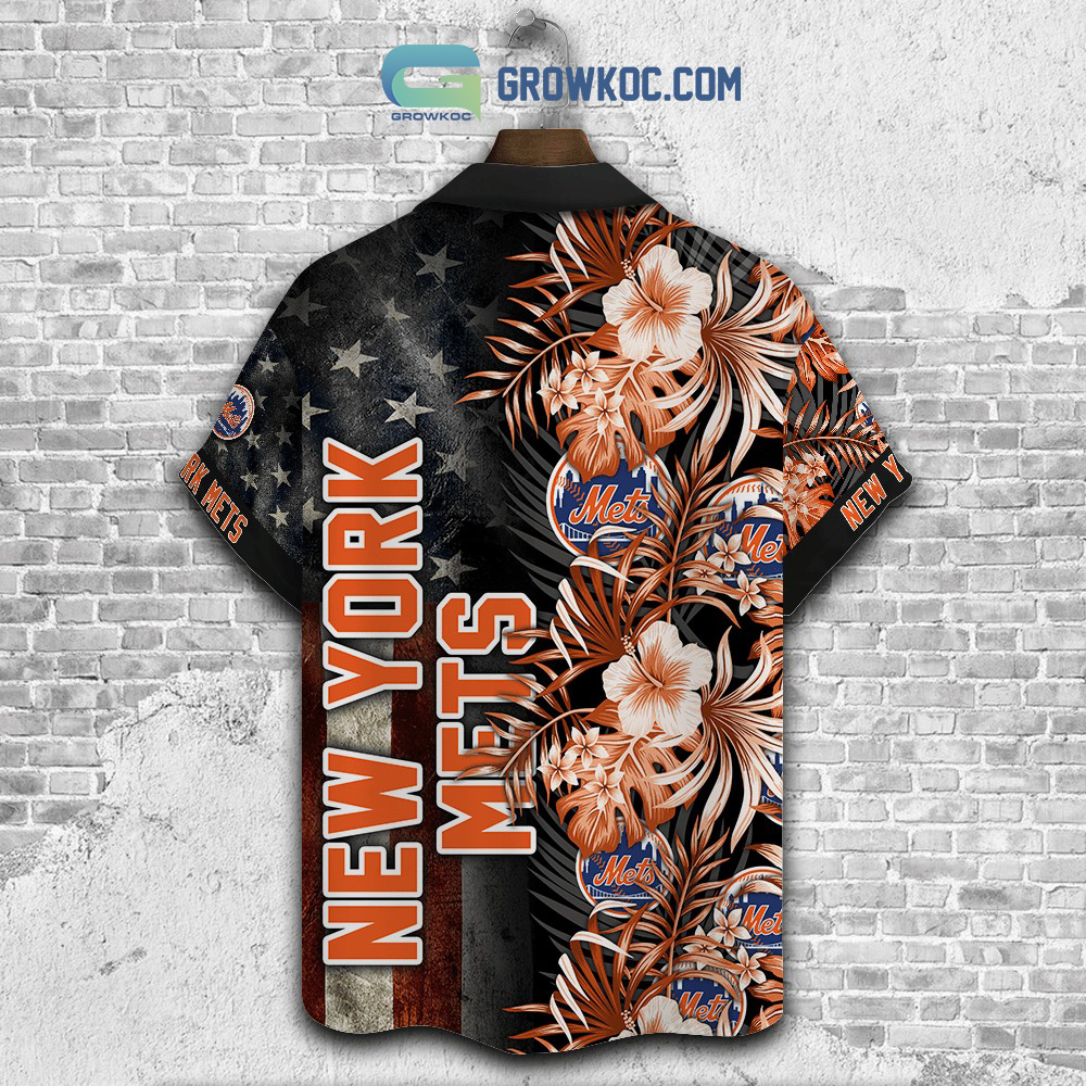 New York Mets MLB American Flower Hawaiian Shirt - Growkoc